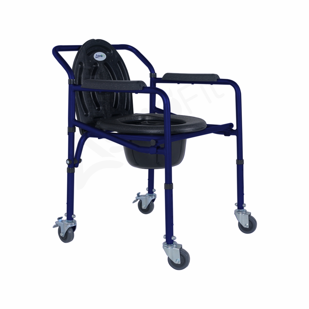 Commode Chair With Wheels (Blue)