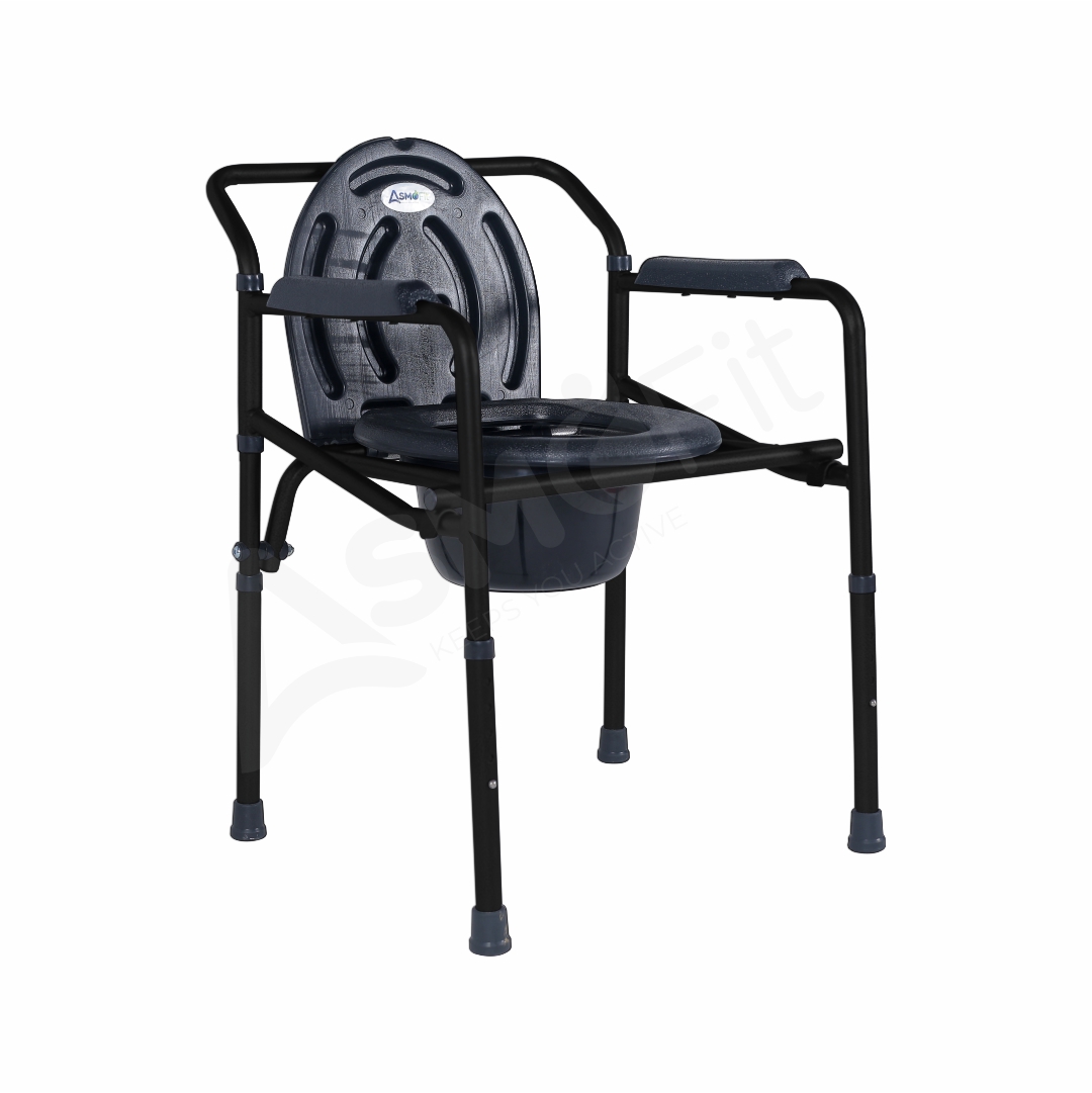 Commode Chair Without Wheels (Black)
