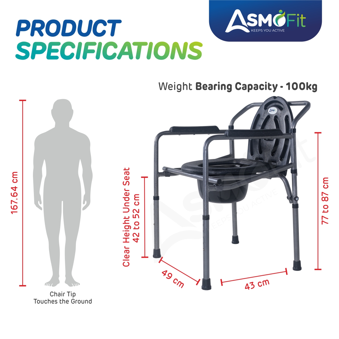 Commode Chair Without Wheels (Antique Silver)