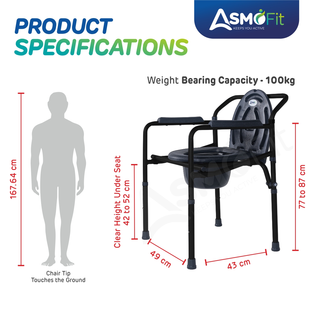 Commode Chair Without Wheels (Black)