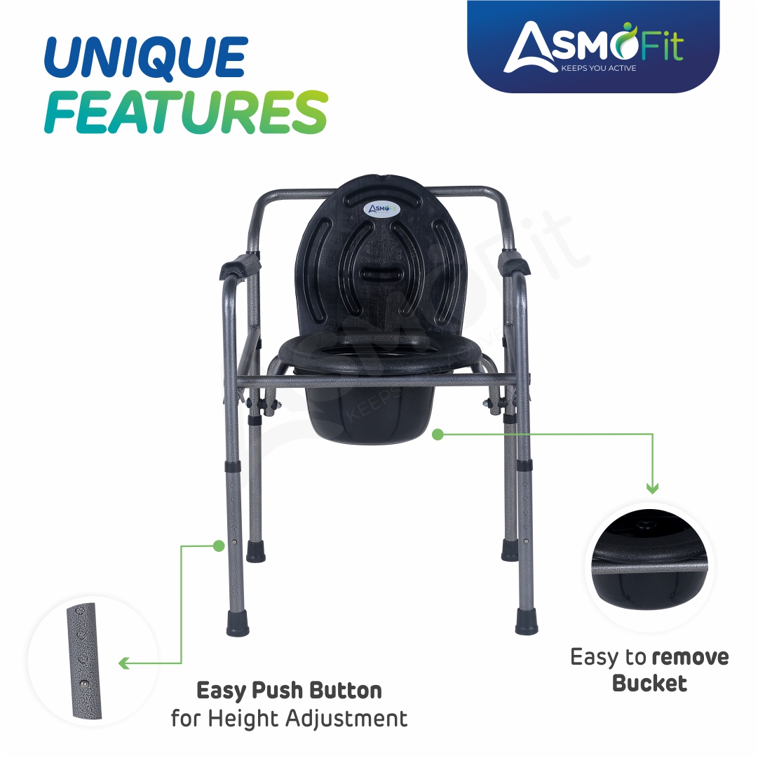 Commode Chair Without Wheels (Antique Silver)