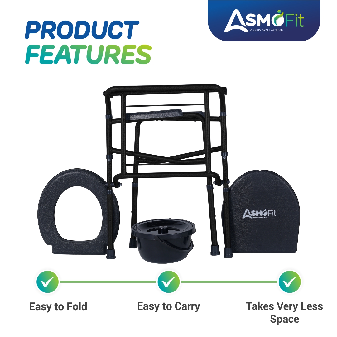 Commode Chair Without Wheels (Black)