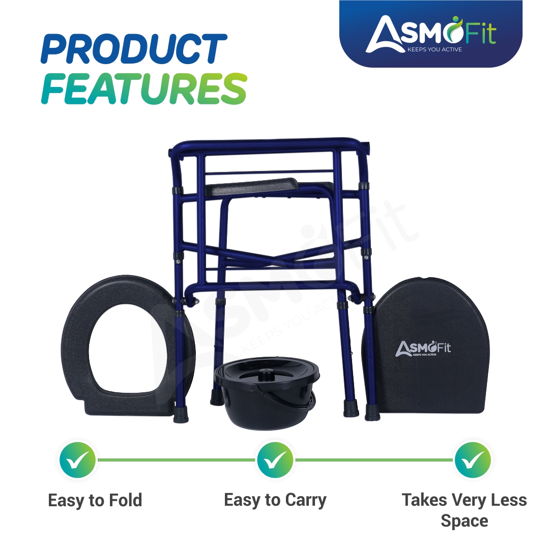 Commode Chair Without Wheels (Blue)