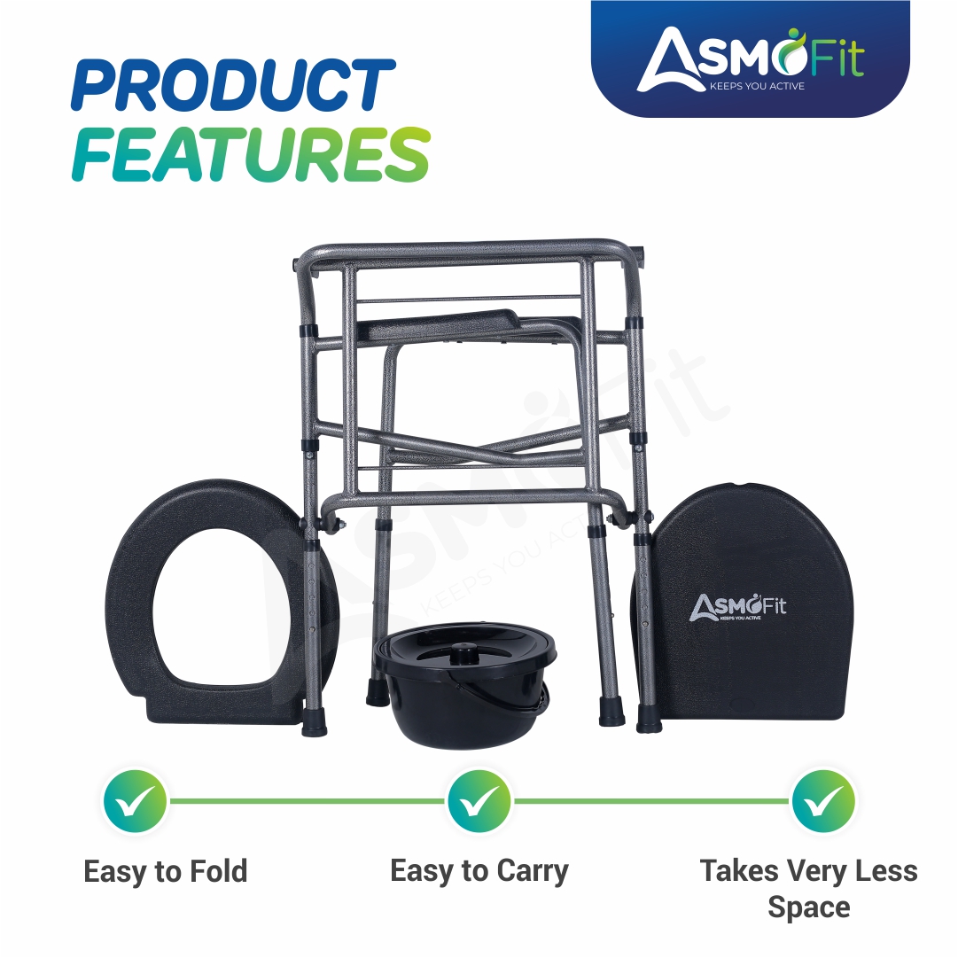 Commode Chair Without Wheels (Antique Silver)