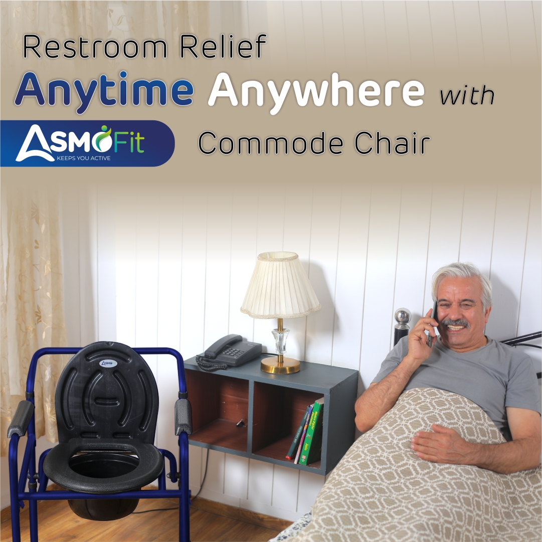 Commode Chair Without Wheels (Blue)